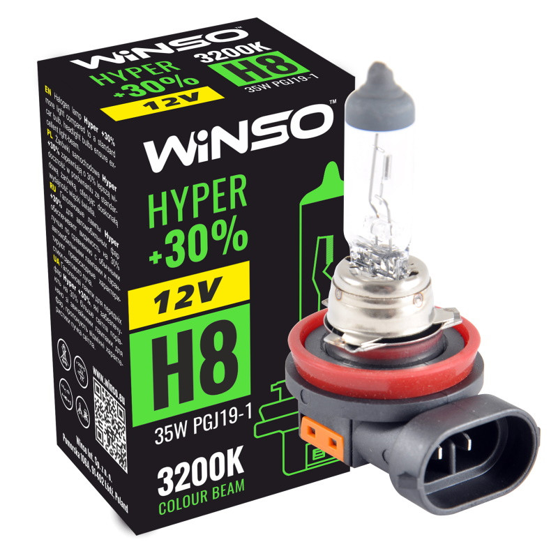 Bec Halogen Winso 12V H8 HYPER +30% 35W PGJ19-1